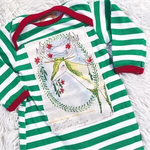 HAUTE BABY • Christmas Holiday Stripe Appliqué Reindeer Jumper Romper